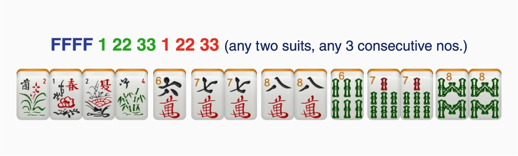 Example of a consecutive run American Mah Jongg hand