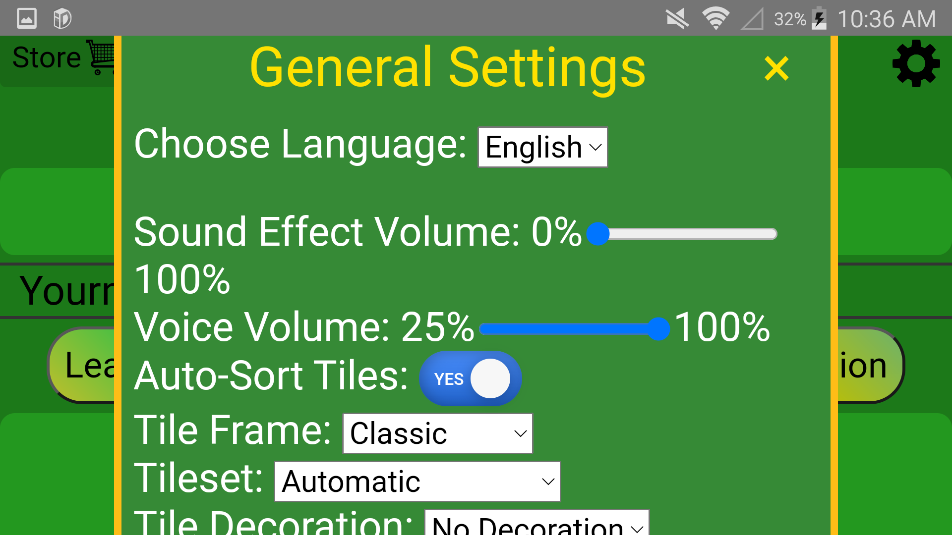 On the General Settings Pop-up, make your selections.