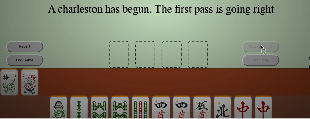 All players receive a message that a Charleston has begun and the direction of the pass