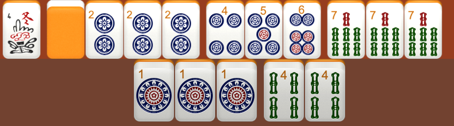 For example, the score of the following mahjong hand is 88 points
