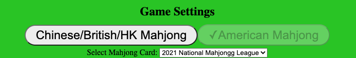 Mahjong 4 Friends game settings with Chinese and American Mahjong options
